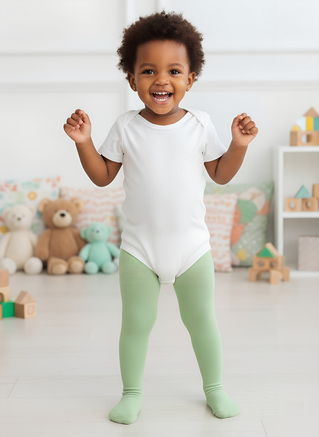 Green Light Girls' Stockings | Soft & Breathable | Size 9–12m