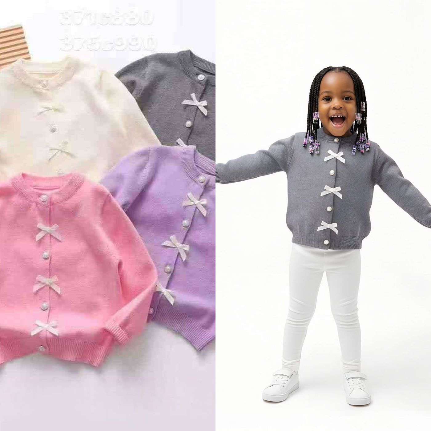 Girls’ Knitted  Quality Sweaters with Buttons | Sizes 1–5 Years