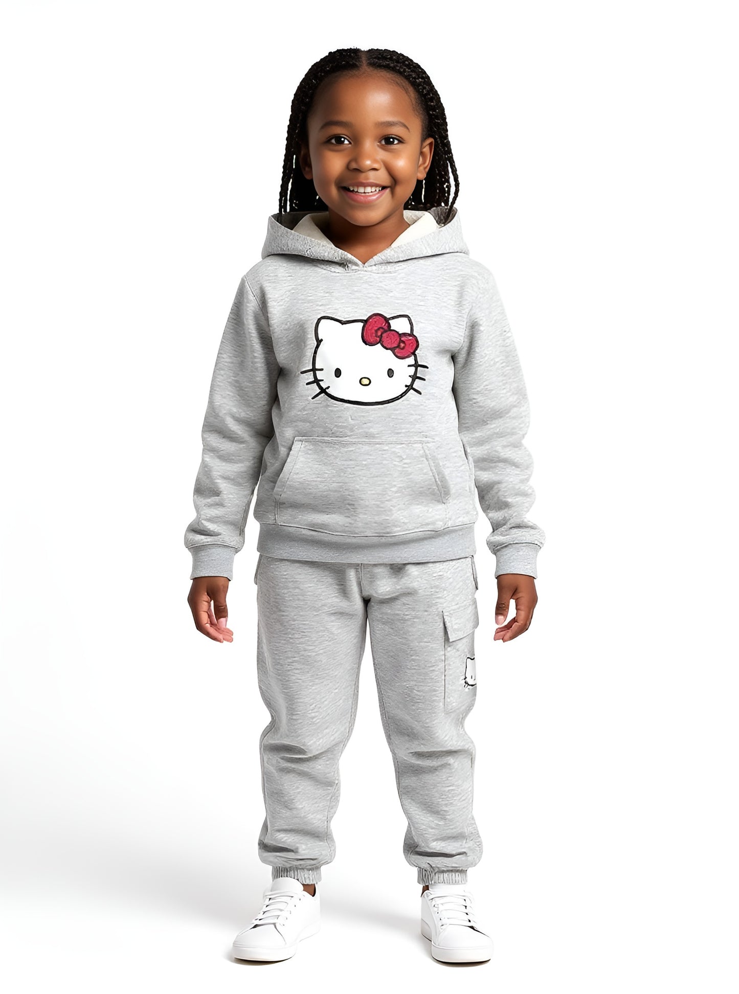 High Quality Hello Kitty Kids Tracksuit  | Grey, Pink & Purple | Age: 12M–12Y