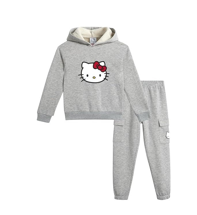 High Quality Hello Kitty Kids Tracksuit  | Grey, Pink & Purple | Age: 12M–12Y