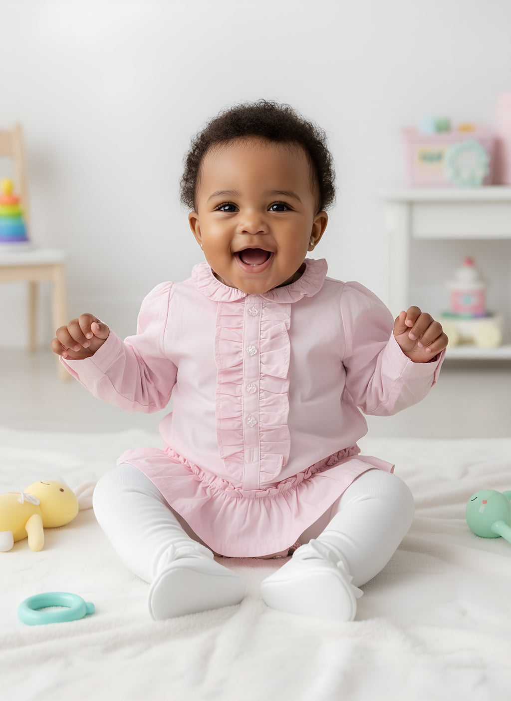 High Quality Pink Girls Bodysuit Shirt | Soft Cotton | Size 3–6m