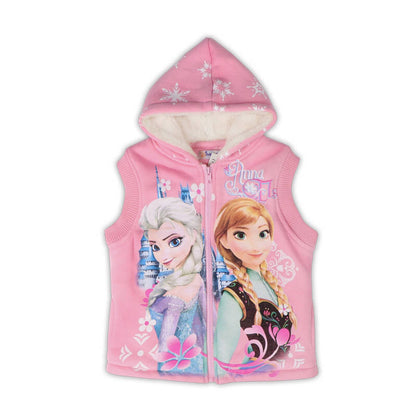 Baby Pink Frozen-themed sleeveless jacket front side