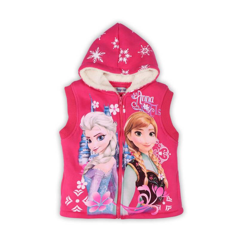 Hot pink Frozen-Themed sleeveless jacket Front side