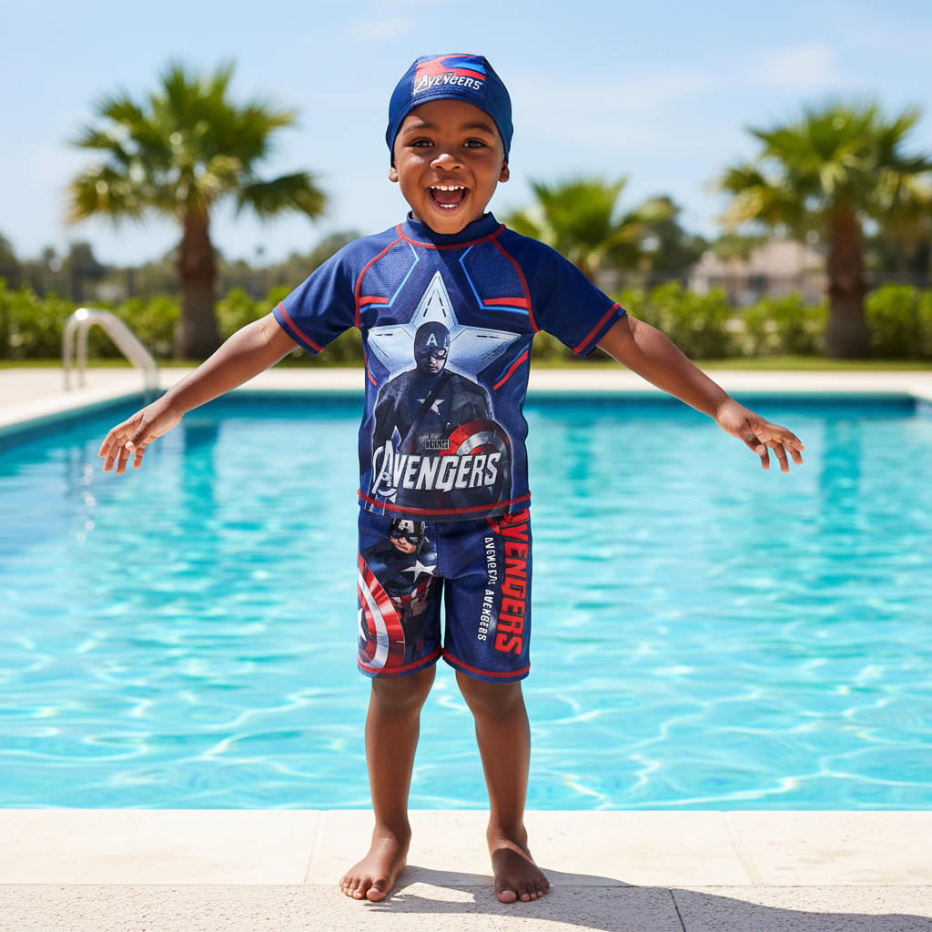 Avengers Two-Piece Kids Swimming Costume | Sizes M-XL | UV Protection
