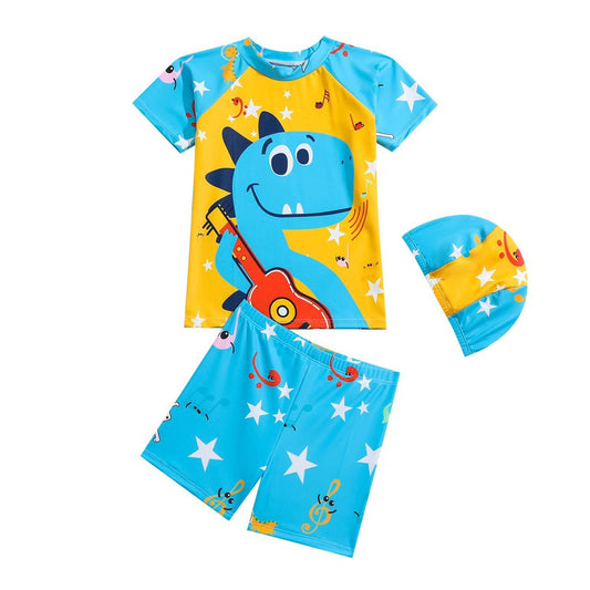 Two piece dinosaur boys swimming costume