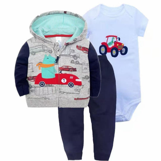 Truck prints Boys Full Sleeved Baby Set (3pcs)