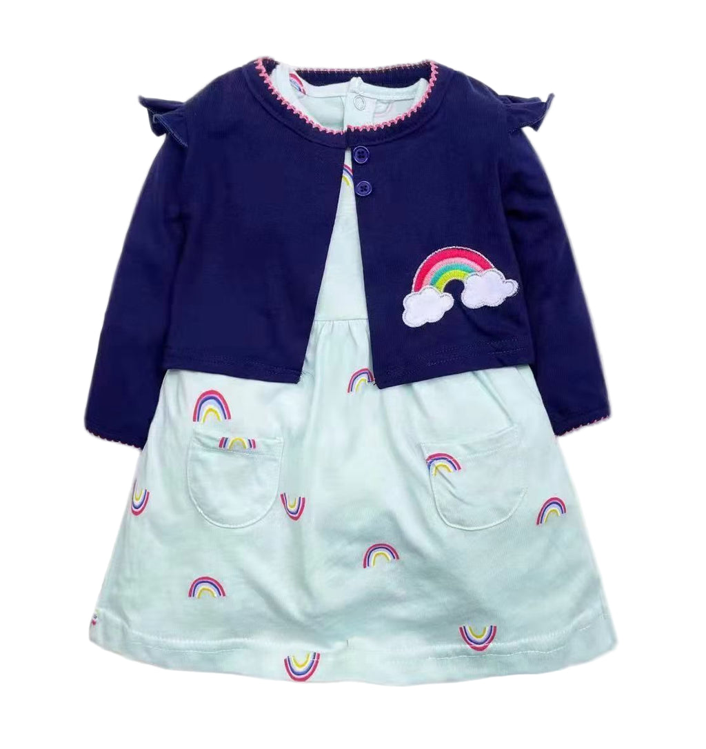 Green rainbow baby dress