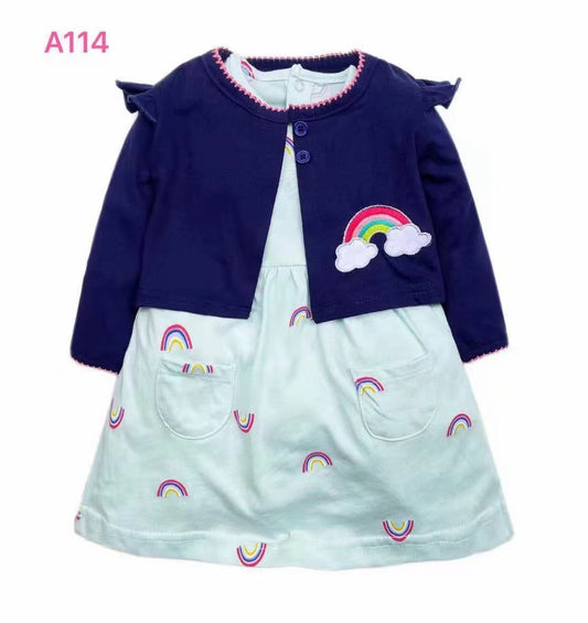 Green rainbow baby dress