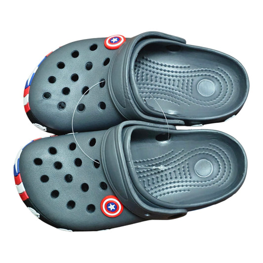 Grey Captain America crocs