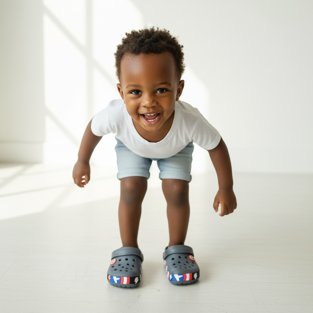 Grey Captain America Kids’ Crocs | Comfortable & Durable Footwear