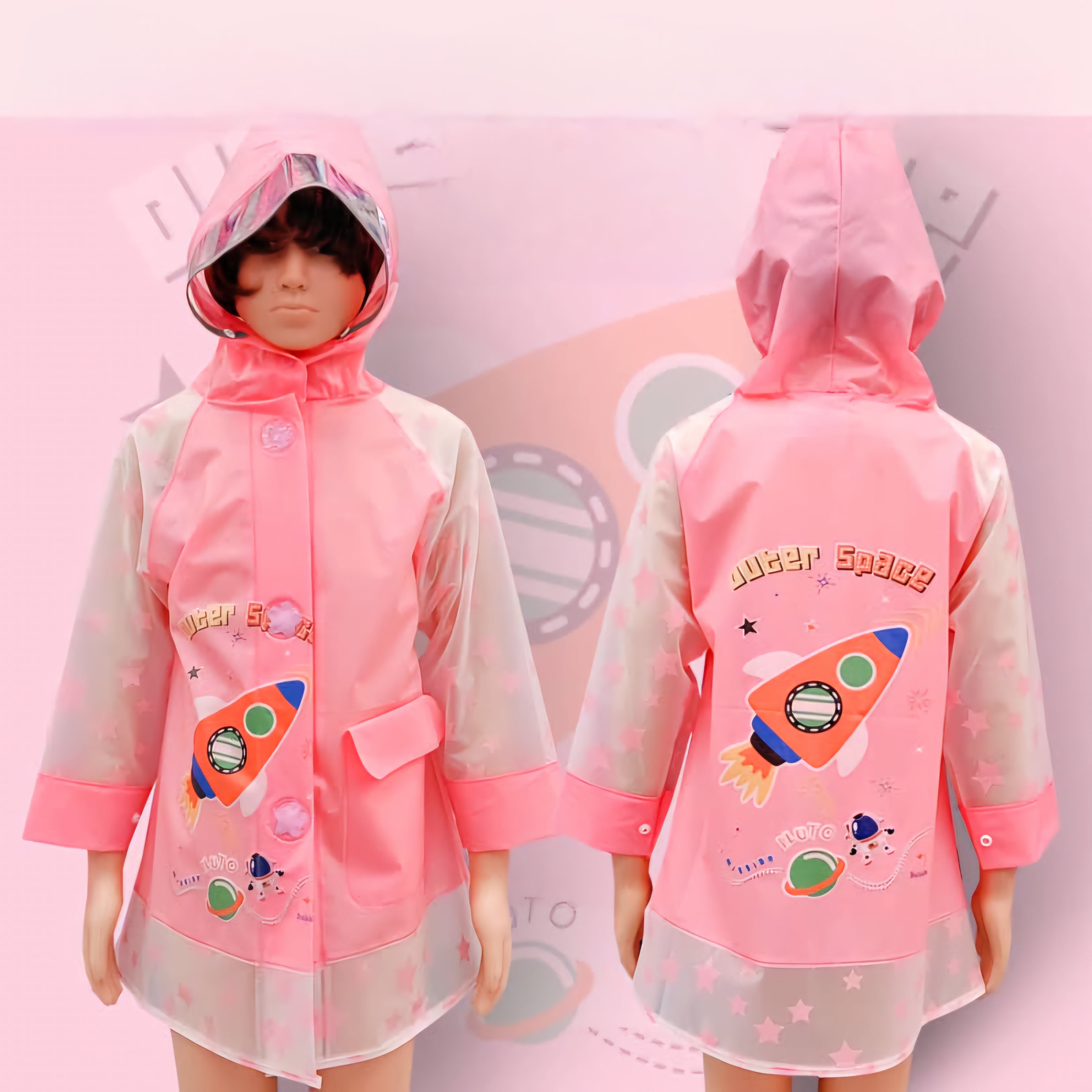 Outer Space Kids Rain Jacket | Fun Galaxy Print | Sizes XS–SM (Kenya)