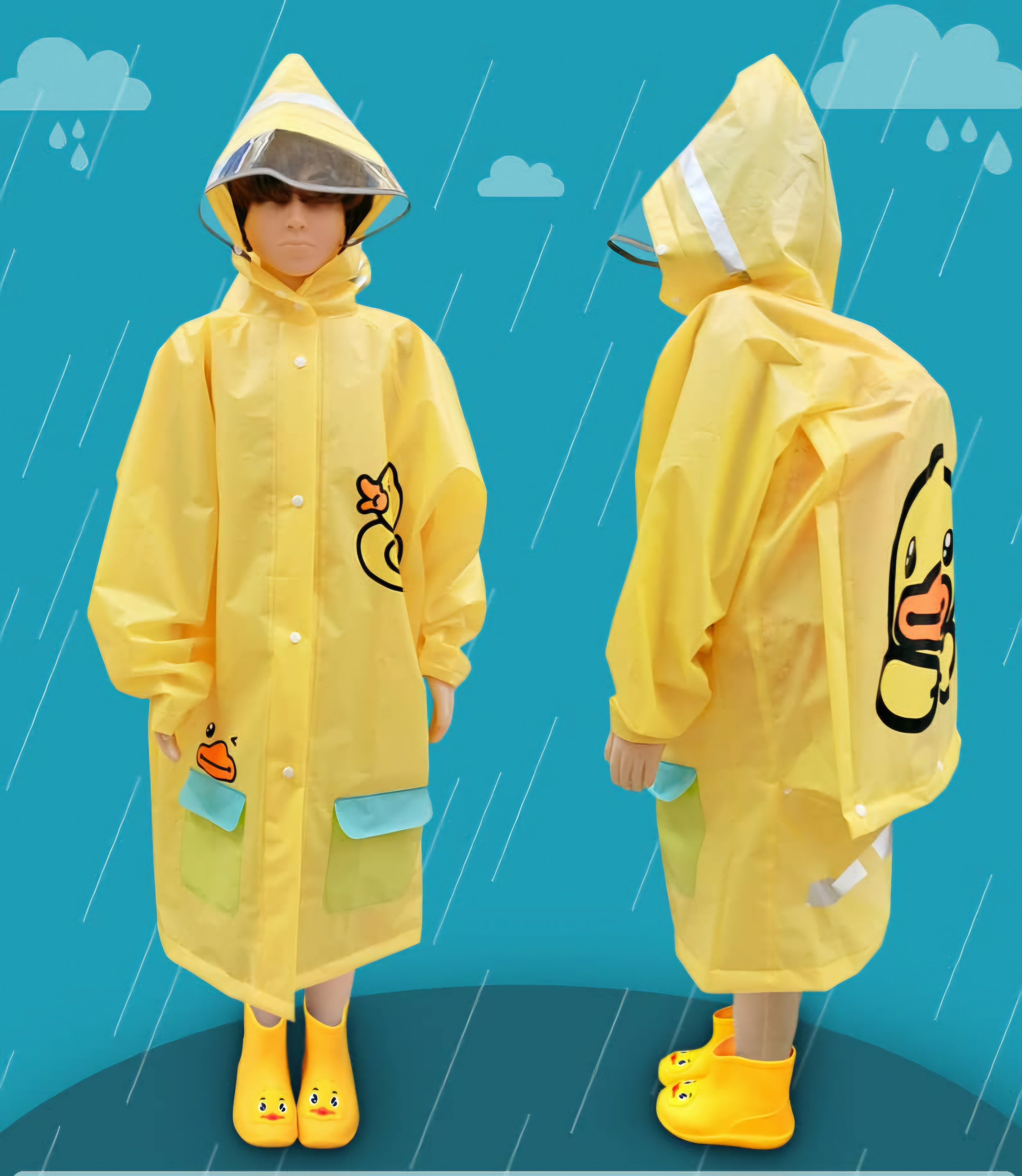 Yellow Rain Jacket for Kids | Waterproof Outdoor Coat | Sizes:XL, 3XL, 4XL