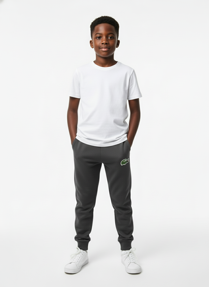 La Coste Sweatpants | Unisex Cotton Joggers (Black & Grey | Ages: 6-15yrs)