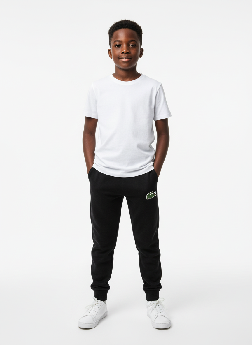 La Coste Sweatpants | Unisex Cotton Joggers (Black & Grey | Ages: 6-15yrs)
