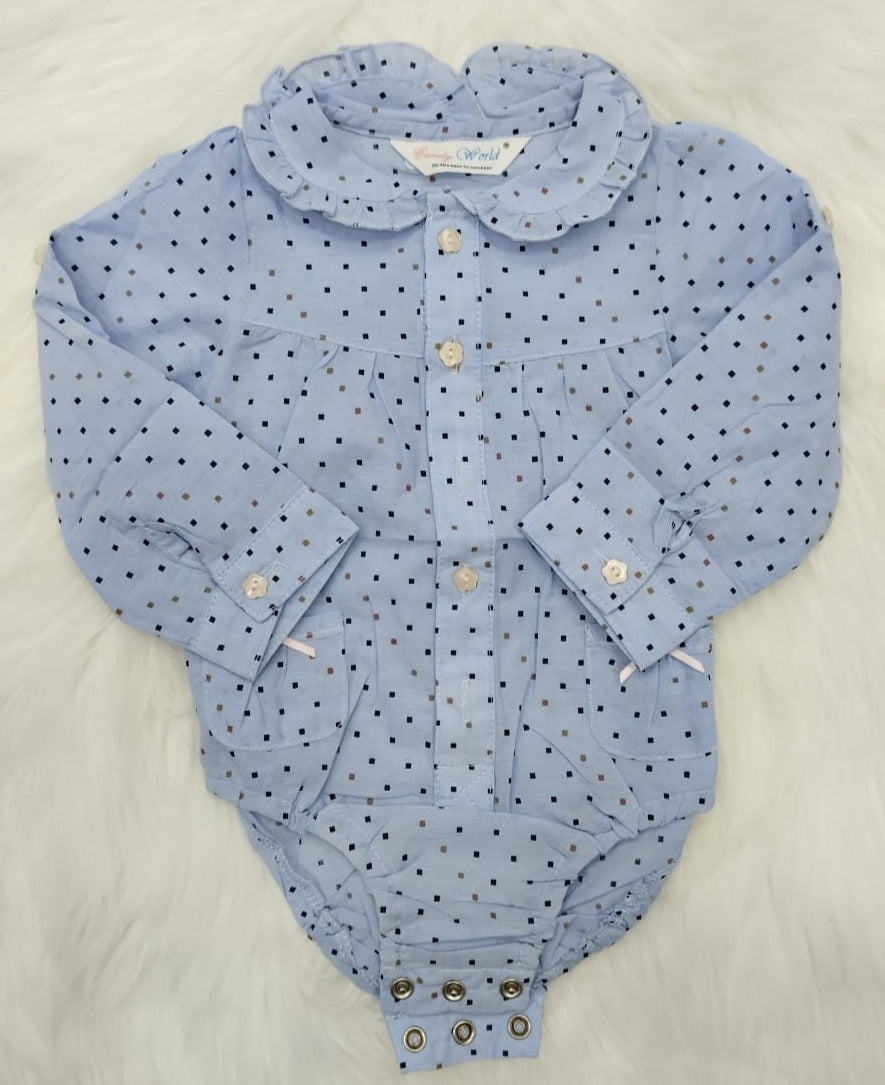High Quality Fabric Flower Print Girls Bodysuit Shirt | Size: 0–12months