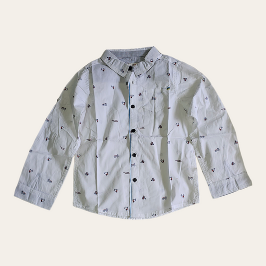 White  patterned long sleeve boys shirt