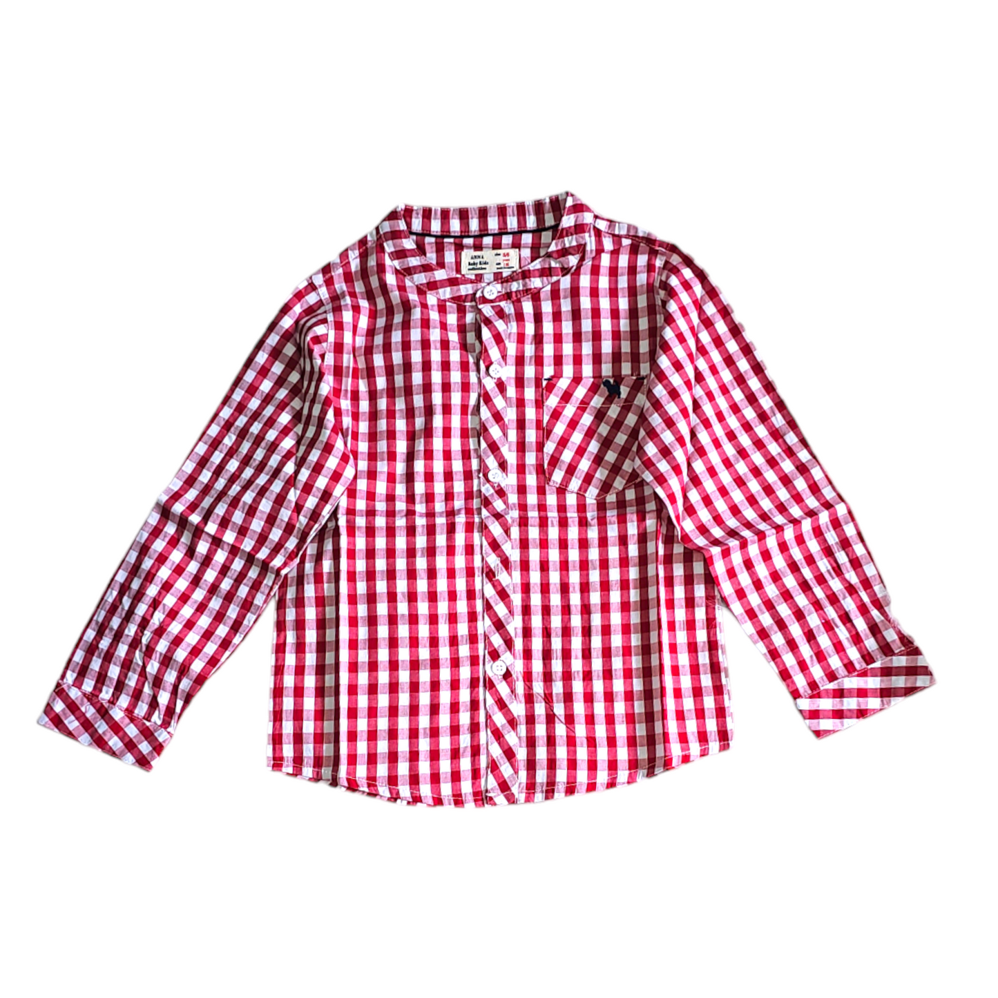 Checked cotton long sleeve boy shirt