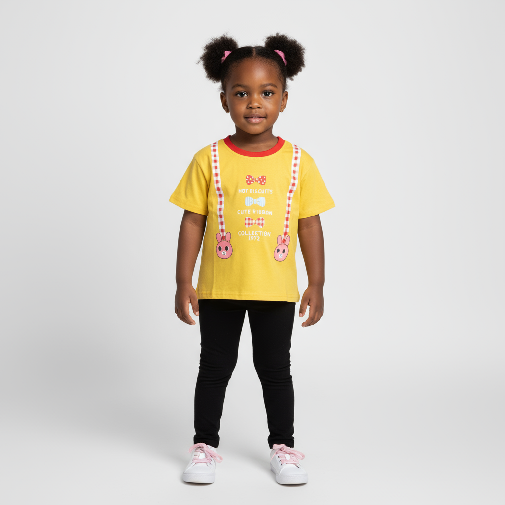 Mustard Hot Biscuit Girls T-Shirt | Ages 3–8 Years | 100% Cotton Comfort