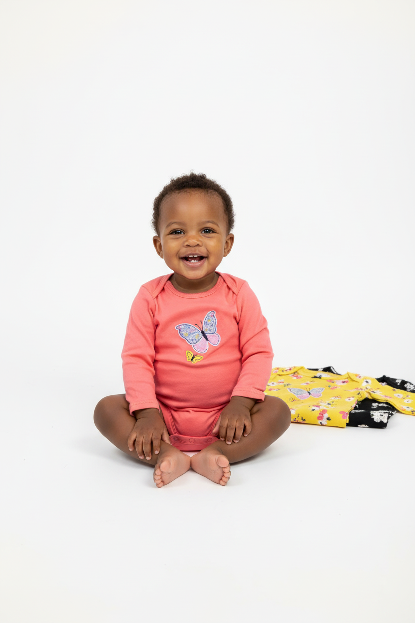 Girls 5 Pack Bodysuit Set | 3–12 Months | Soft Cotton Baby Essentials