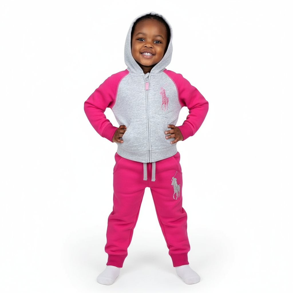Pink Grey GAP Kids Tracksuit | Horse Print | 100% Cotton | 12‑18M–3T