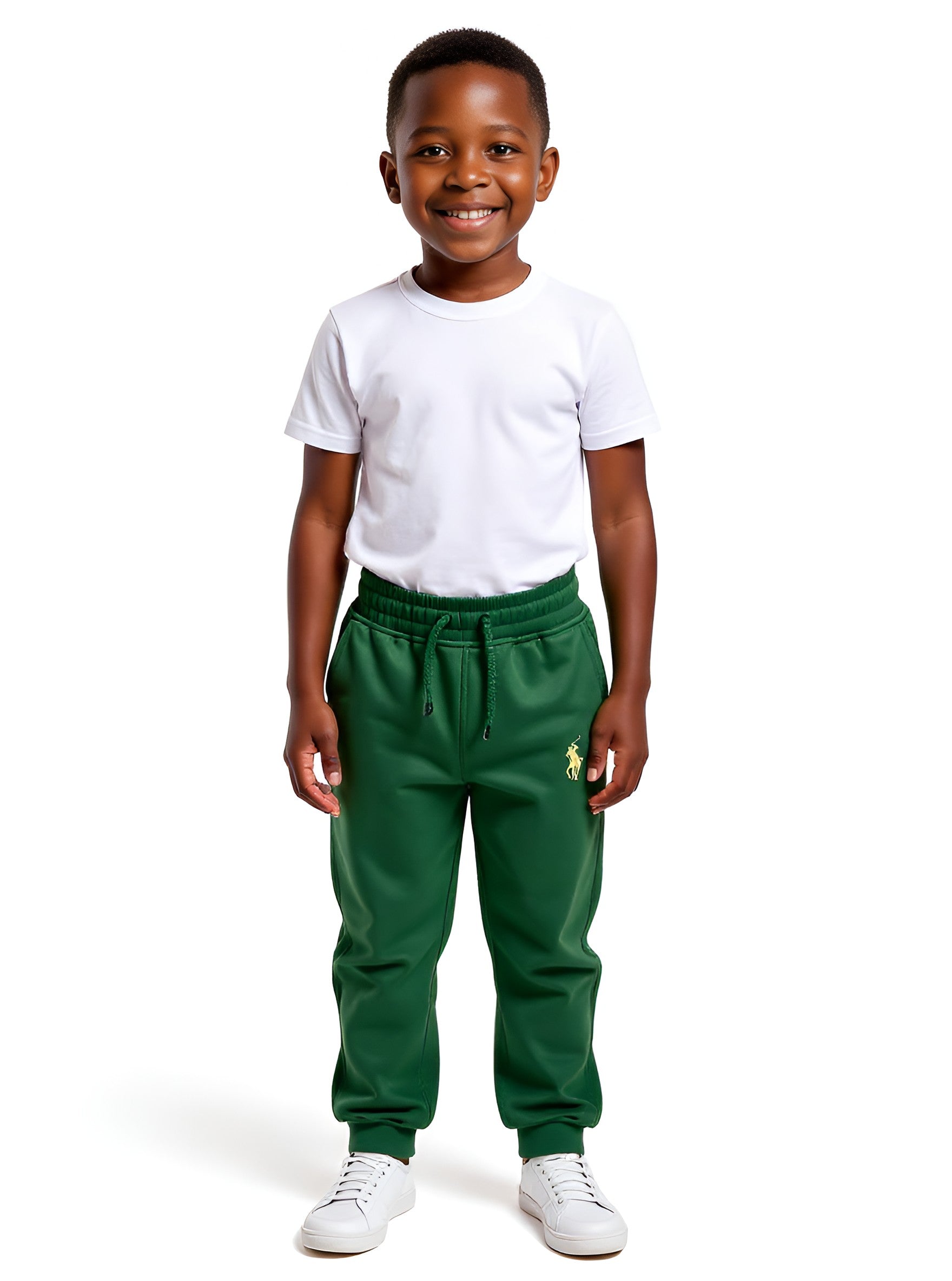 Premium Polo Sweatpants  | Unisex Cotton Joggers (Green, Pink| 6-15Yrs