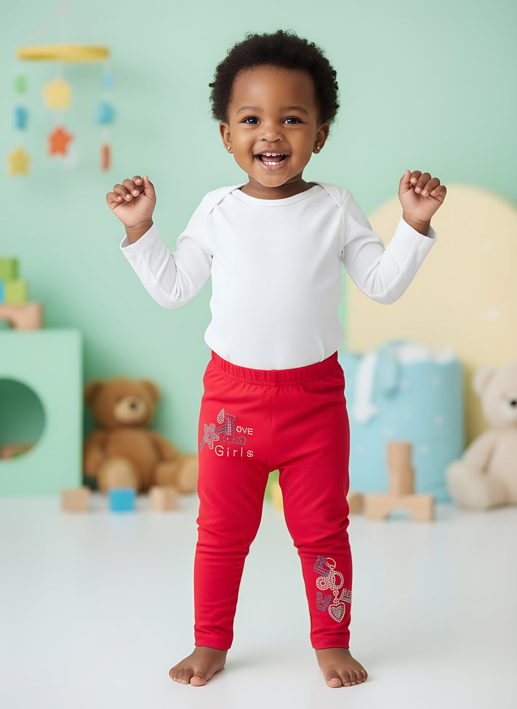 Red Girls Tights | Unique Patterns | Sizes 60, 65, 70, 80