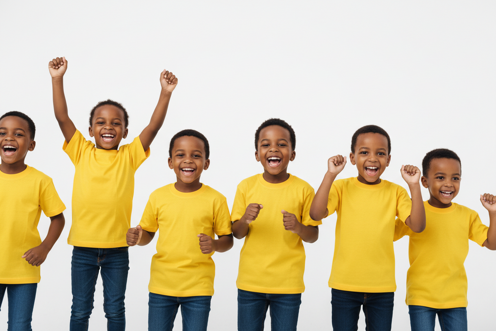 Kids Plain Cotton T-Shirts | Sizes M–XXL | White, Black & Yellow Tees