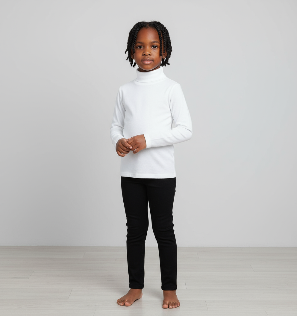 Kids’ Plain Cotton Pull Neck T-Shirts | Sizes: 2, 6 | White, Black