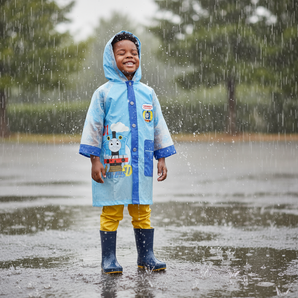 Thomas & Friends Kids Rain Jacket – Blue | Sizes 8 & 10