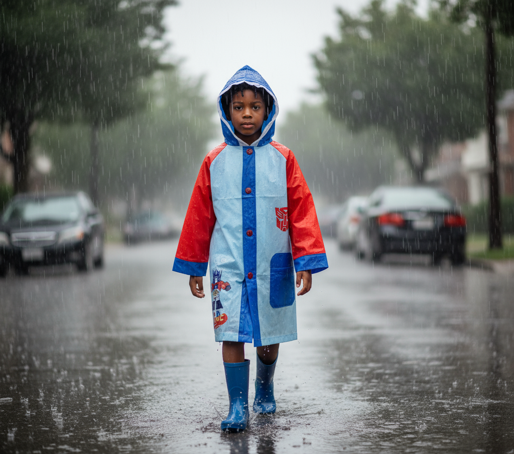 Transformers Kids Rain Jacket | Waterproof Superhero Coat | Sizes S–L
