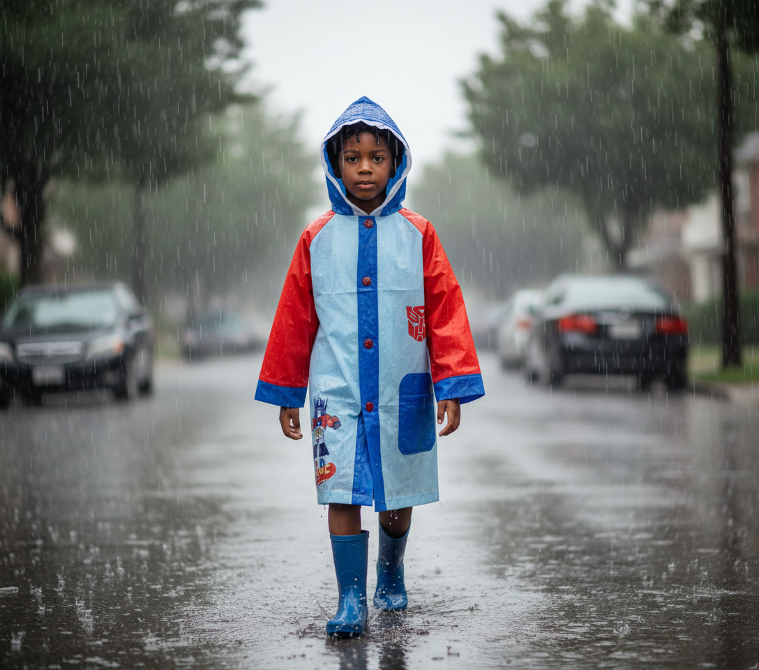 Transformers Kids Rain Jacket | Waterproof Superhero Coat | Sizes S–L