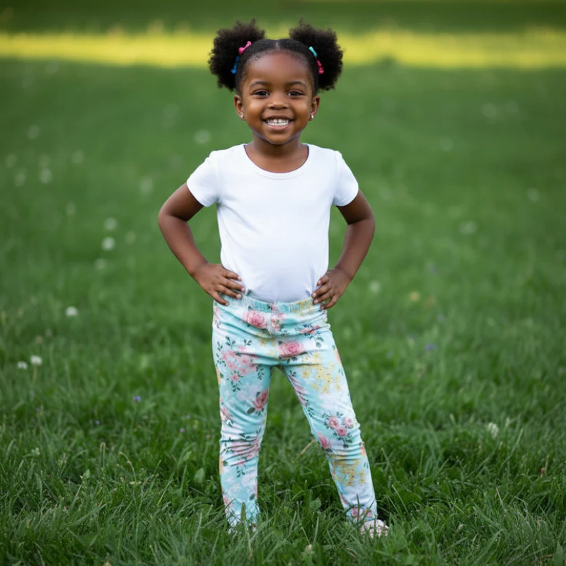 Floral-patterned Leggings Girls Tights | Soft Cotton Blend | Sizes 60–80 (Ages 1–6)