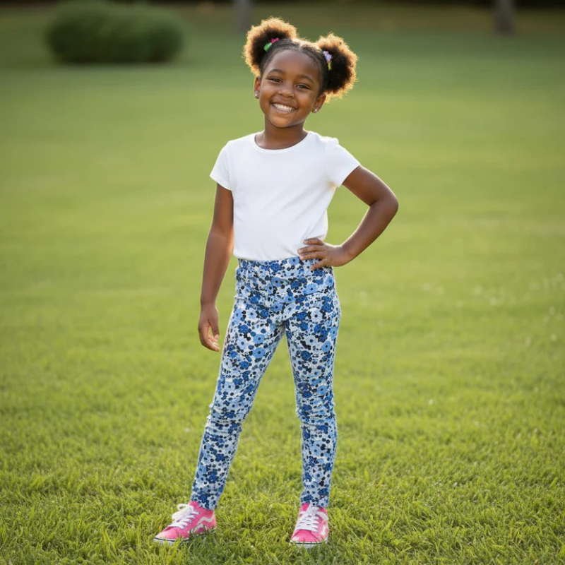 Floral Patterned Kids Girls Tights | Soft Cotton | Ages 6M–3Y
