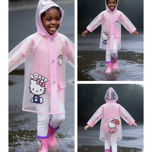 Hello Kitty Pink Rain Jacket for Girls | Waterproof Kids Raincoat | Official Hello Kitty Design