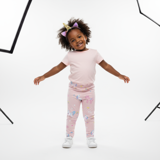Pink Unicorn Girls' Tights | Soft & Comfortable Kids Leggings | Sizes 60-80