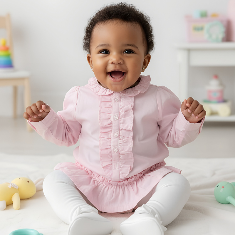 High Quality Pink Girls Bodysuit Shirt | Soft Cotton | Size 3–6m
