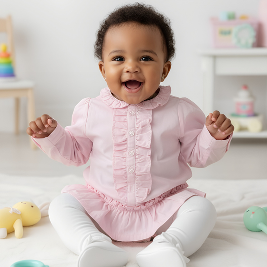High Quality Pink Girls Bodysuit Shirt | Soft Cotton | Size 3–6m