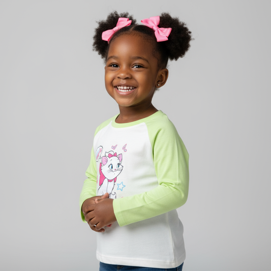 High Quality Marie Girls Long Sleeve T-Shirts | Green & Pink | 3–4 (100), 5–6 (120), 7–8 (140)