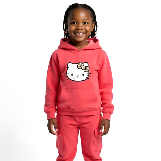 High Quality Hello Kitty Kids Tracksuit  | Grey, Pink & Purple | Age: 12M–12Y