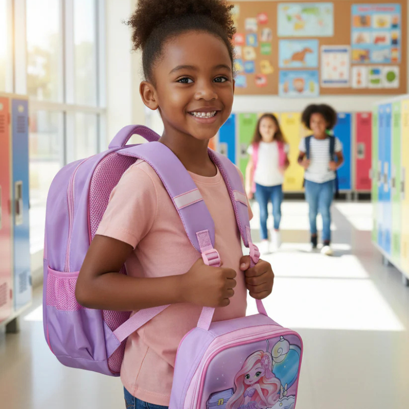 New Mermaid-Themed 3-Piece School Bag Set for Girls | Durable & Waterproof Backpack