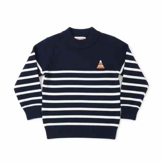 Navy blue long-sleeved sweater