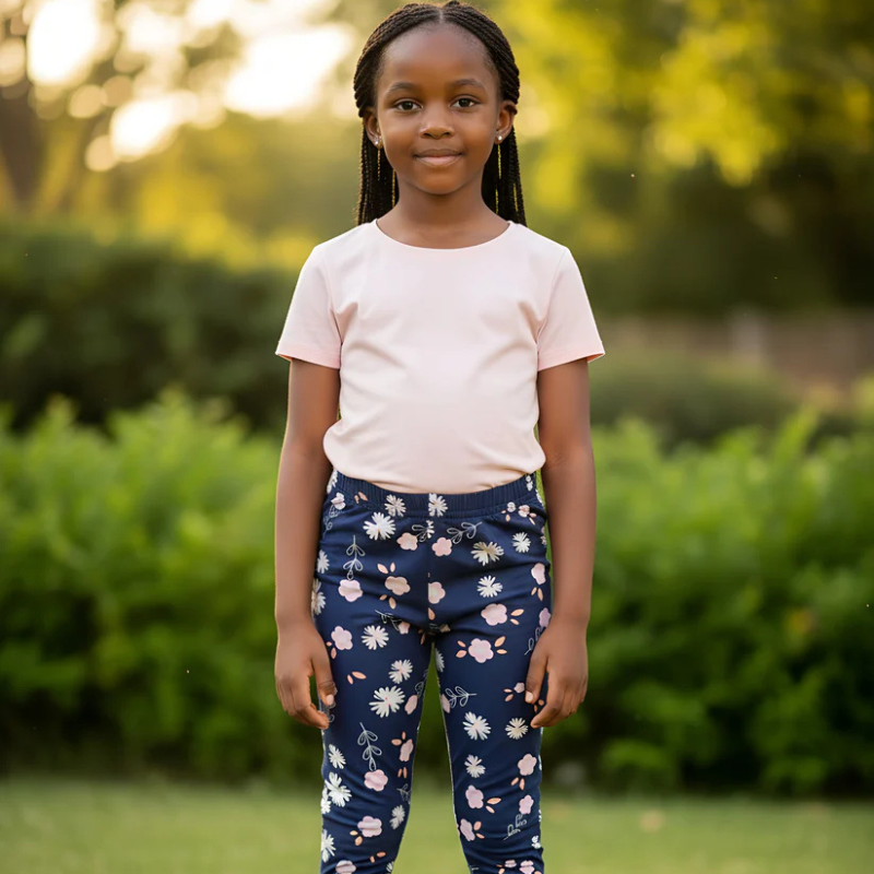 Navy blue floral pattern tights