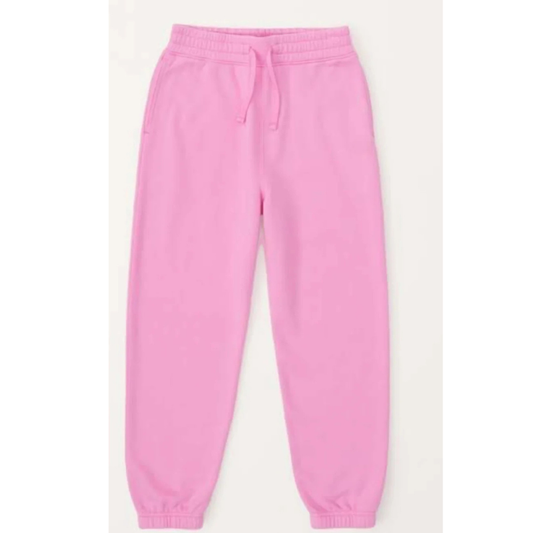 Plain Girls Sweatpants | Sizes 5-6 | White & Pink | Comfortable & Durable