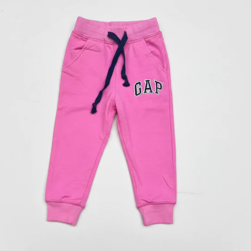 Plain Girls Sweatpants | Sizes 5-6 | White & Pink | Comfortable & Durable