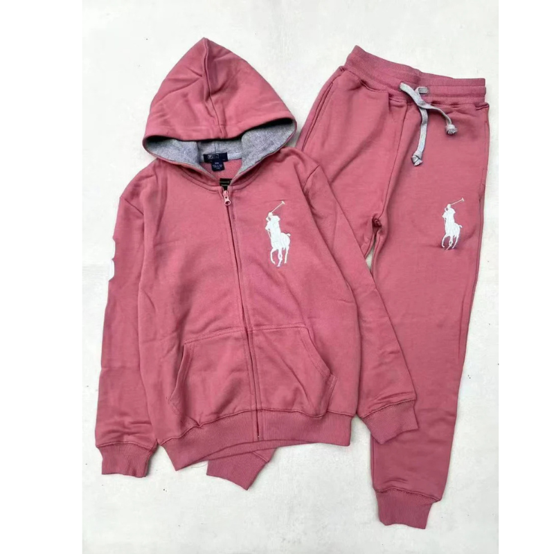 Polo Kids Quality Tracksuit | Pink, Grey & Blue | From 6yrs - 15yrs