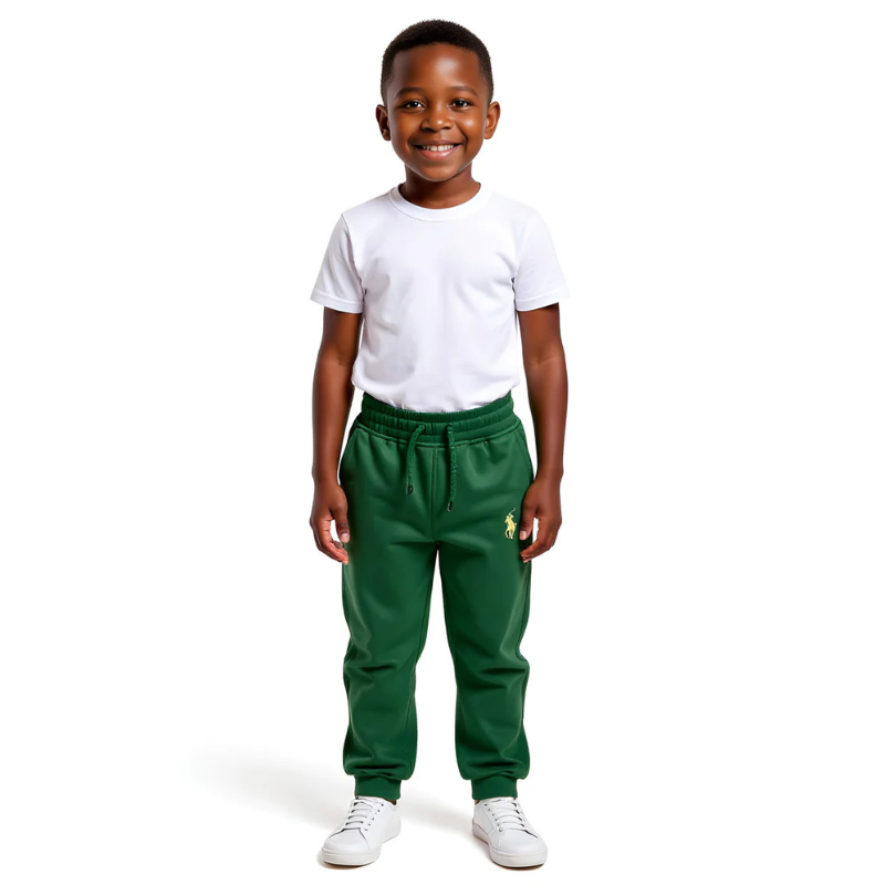 Green Polo Sweatpants  | Unisex Cotton Joggers 6-15Yrs