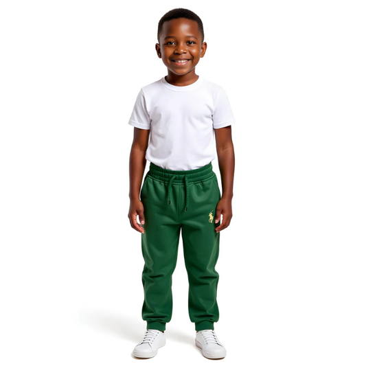 Premium Polo Sweatpants  | Unisex Cotton Joggers (Green, Pink| 6-15Yrs