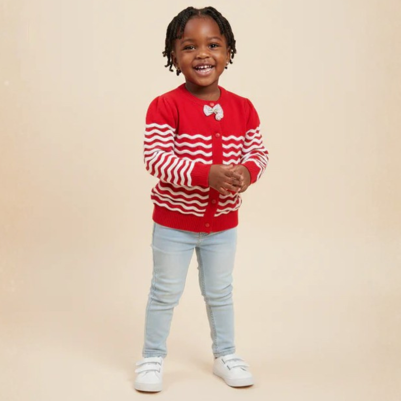 Red stripped long-sleeved sweater