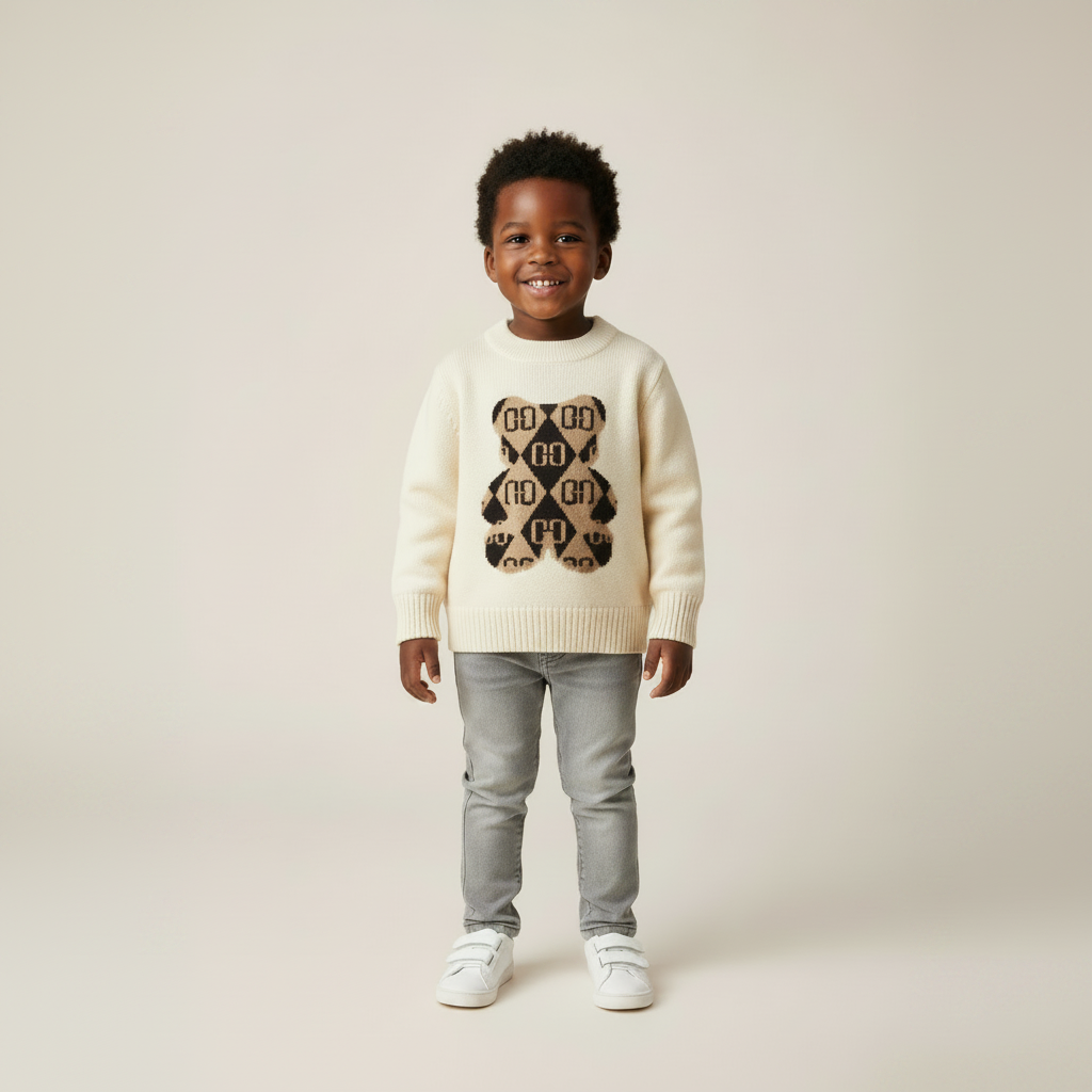 Cream and brown teddy bear sweater