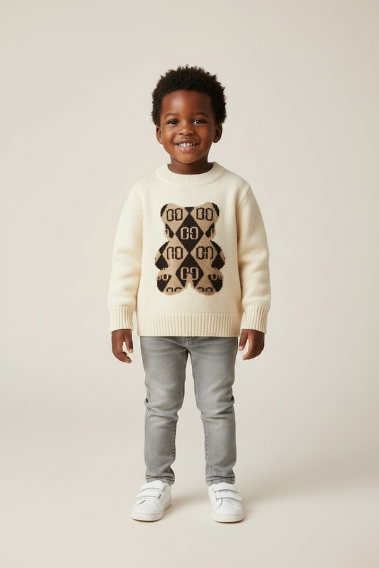 Cream and brown teddy bear sweater